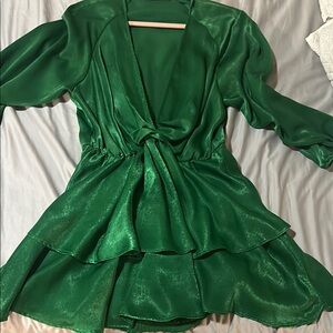 Zara Vibrant Green Satin Blouse